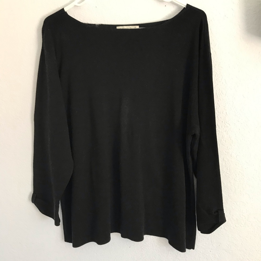Coldwater creek 2x black silk knit top